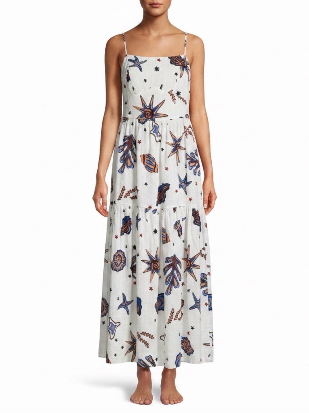 C.C California Seashell Print Spaghetti Strap Maxi Dress
